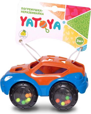 Машинка-игрушка ЯиГрушка "Погремушка-неразбивайка", 12022ЯиГ, оранжевый, синий