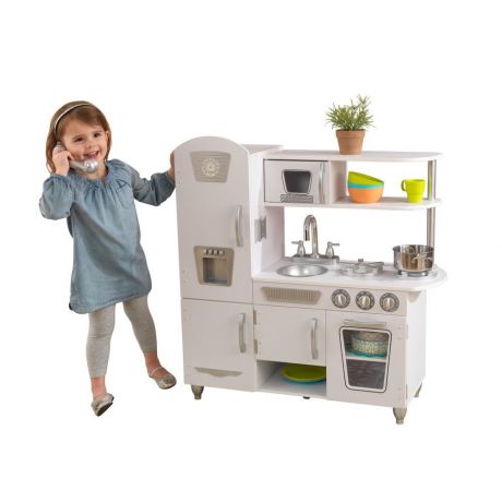 Кухня детская "Винтаж", игровая, деревянная, цвет: белый