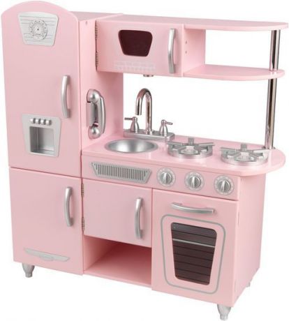 Кухня детская "Винтаж", деревянная, цвет: розовый