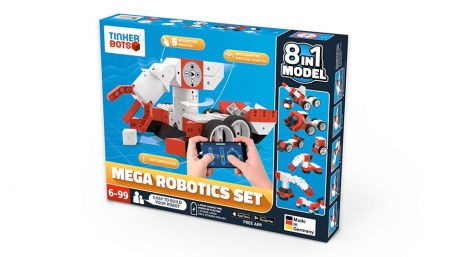 Электронная игрушка Tinkerbots TinkerBots. Конструктор. Большой набор по робототехнике 8 в 1 (Box) белый, красный, черный