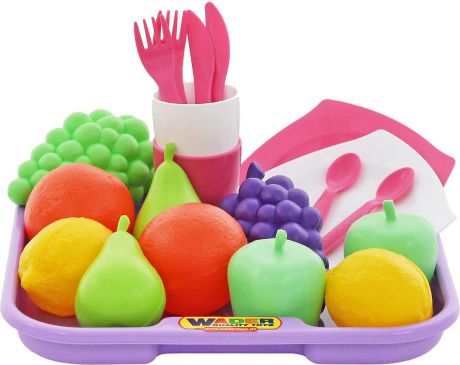 Полесье Игрушечный набор продуктов №2 с посудой и подносом, цвет в ассортименте
