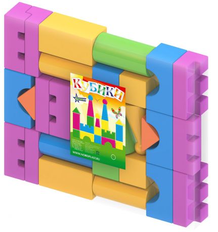 Конструктор-кубики выдувной Нордпласт, мультколор, 29 кубиков, 49x70x410 см