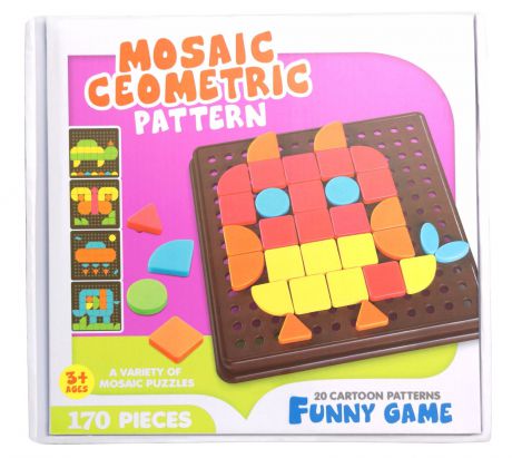 Мозаика BeeZee Toys Креативный конструктор пазл геометрический Сова, 170 деталей, 20 развивающих карточек-шаблонов
