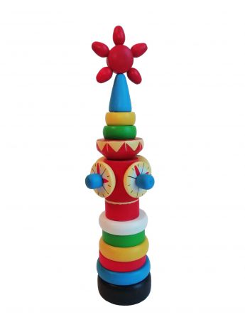 Пирамидка Климо Пирамида"Башенка" (деревянная игрушка ручной работы) красный, желтый, зеленый, голубой