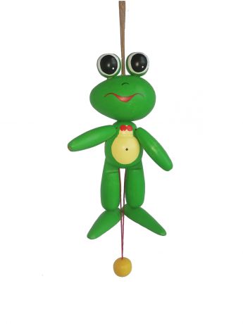 Фигурка Климо "Лягушка" игрушка-дергунчик ручной работы зеленый