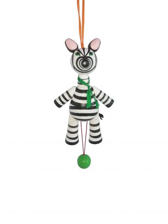 Фигурка Климо "Зебра" игрушка-дергунчик ручной работы белый, черный