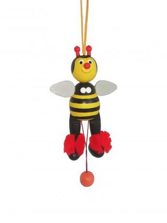 Фигурка Климо "Жужа" игрушка-дергунчик ручной работы желтый, красный, черный