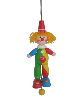 Фигурка Климо "Циркач" игрушка-дергунчик ручной работы оранжевый, красный, желтый, зеленый