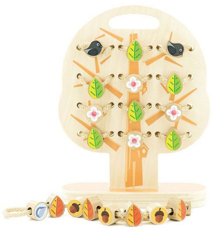 Мир деревянных игрушек Обучающая игра Дерево-шнуровка