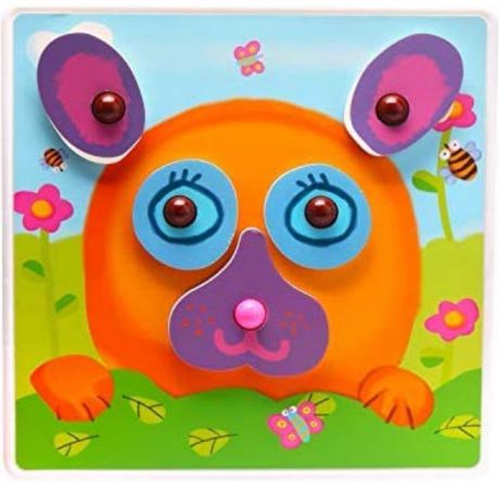 Пазл для малышей Beezee toys Игра-пазл Животные "Собери зверят: уши, глазки и носы", креативная портретная мозаика конструктор для малышей