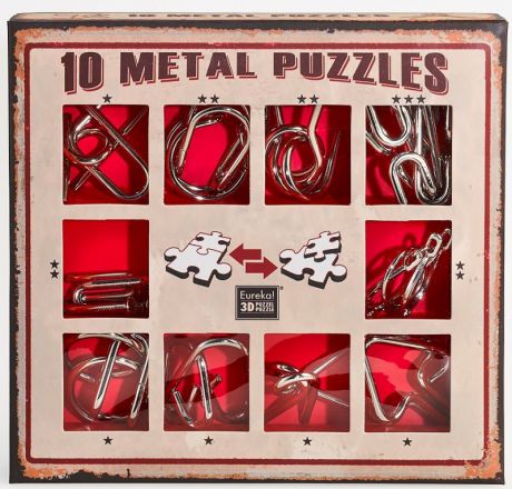 Головоломка Eureka (Бельгия) Набор из 10 металлических головоломок (красный) / 10 Metal Puzzles red set