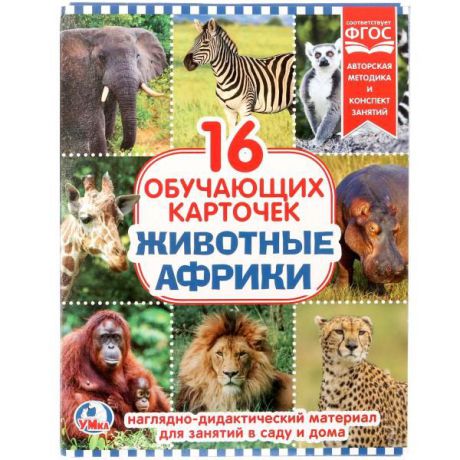 Карточки развивающие Умка "Животные Африки", 251384, 16 карточек