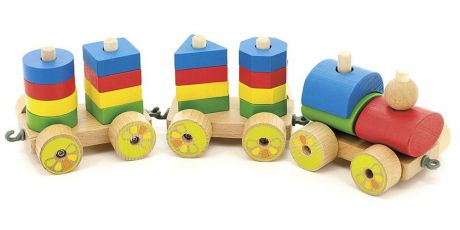 Развивающая игрушка Мир деревянных игрушек Паровоз большой бежевый