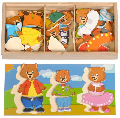 Развивающая игрушка Мир деревянных игрушек Пазл Три медведя бежевый