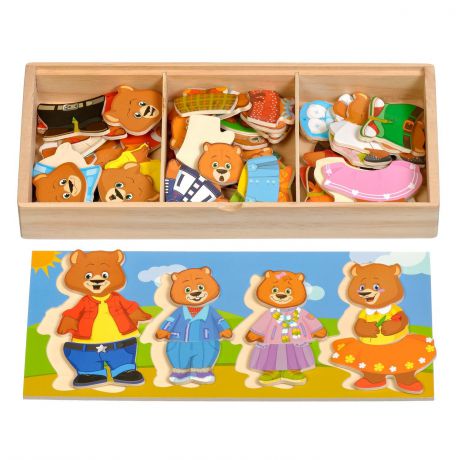 Развивающая игрушка Мир деревянных игрушек Пазл Четыре медведя бежевый