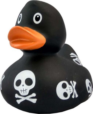 Игрушка для ванной FUNNY DUCKS " Уточка с черепами", цвет : черный,белый.