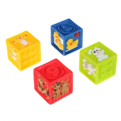 Игрушки для купания Играем вместе "Кубики с животными" 254480, 4 шт