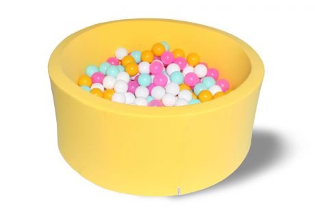Сухой игровой бассейн Hotenok "Лимонная жвачка", цвет: желтый, с 200 шарами, высота 40 см