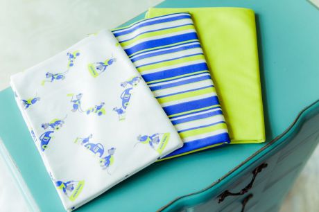 Пеленка текстильная детская Lucky Child, цвет: синий, светло-зеленый, молочный, 3 шт. 30-1/3шт