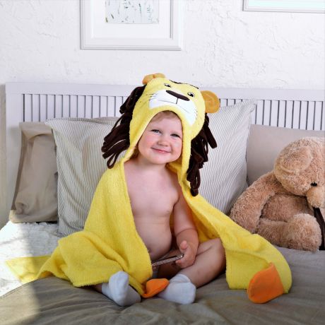 Полотенце BabyBunny "Лев", с капюшоном, цвет: желтый