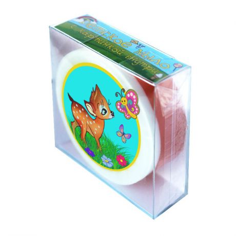 Мыло туалетное ЭЛИБЭСТ детское с картинкой внутри кусочка "Оленёнок", натуральное гиппоаллергенное глицериновое мыло для повседневного пользования для детей от 3 лет, 90 г.