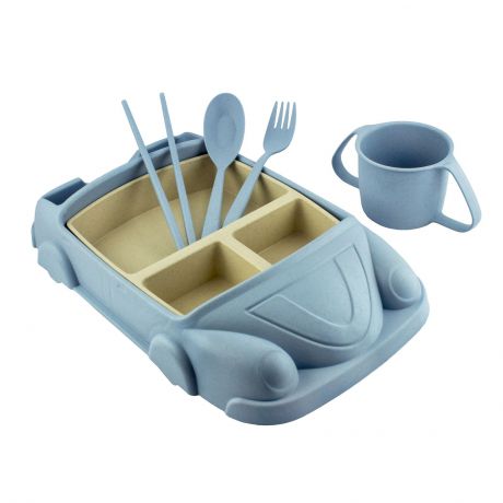 Набор посуды для кормления Molly&Pops Машинка, 2000000002231, голубой