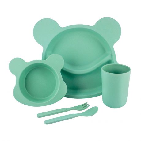 Набор посуды для кормления Molly&Pops Зверек, 2000000001784, светло-зеленый, бежевый