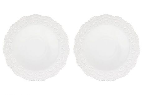 Тарелка Elan Gallery Белый узор, 540156, белый