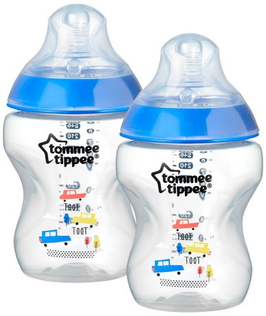 Бутылочка для кормления Tommee Tippee Closer to Nature с антиколиковым клапаном, 42252175, синий, 260 мл, 2 шт