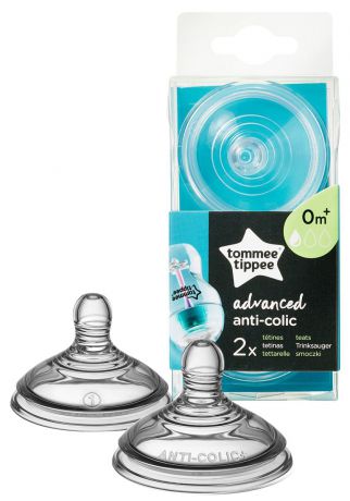 Соски Tommee Tippee для антиколиковой бутылочки Advanced, медленный поток, от 0 месяцев, 42102651, 2 шт