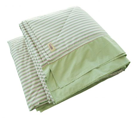 Одеяло детское Семейные ценности Одеяло-покрывало стеганое Французский шик с зеленой оборкой, светло-зеленый