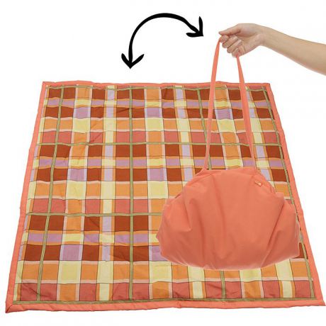Переносной коврик-сумка "Чудо-Чадо", цвет: оранжевый, клетка