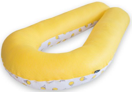 Подушка для кормящих и беременных Premium Mama модель Optima в форме U универсальная+наволочка+сумка переноска, белый, желтый