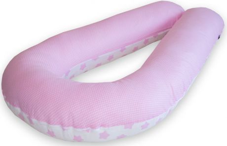 Подушка для кормящих и беременных Premium Mama модель Maxi в форме U максимального размера+наволочка+сумка переноска, белый, розовый