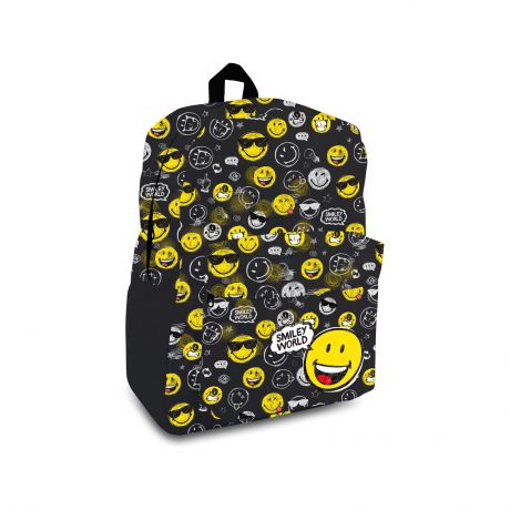 Рюкзак школьный Lannoo Smiley world doodle 445704, черный, желтый