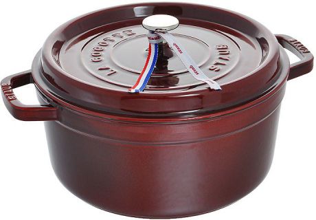 Кокот круглый "Staub", цвет: гранатовый, 2,2 л