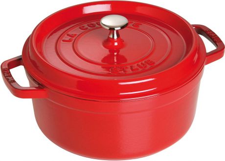 Кокот "Staub", круглый, цвет: вишневый, 6,7 л