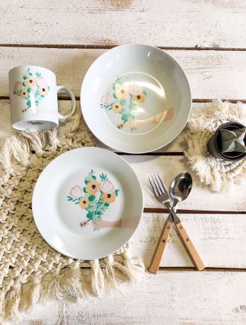 Набор столовой посуды Сотвори Чудо Набор посуды For you (3 в 1: кружка+тарелка+глубокая тарелка Sans Brides ), белый