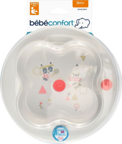 Тарелка Bebe Confort Sport, 3105202600, герметичная, с крышкой, в форме клевера, белый