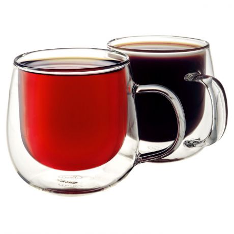 Набор чайный CnGlass Комплект стеклянных кружек с двойными стенками, 290 мл, 2 шт, Стекло