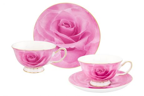 Чайная пара Elan Gallery Розовая роза, 730605_2, розовый, белый