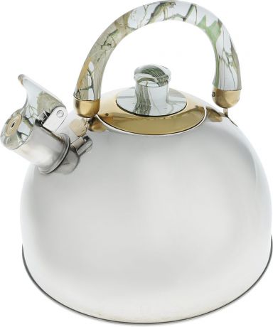 Чайник "Bohmann", со свистком, цвет: мраморный, зеленый, 4,5 л. BHL-644
