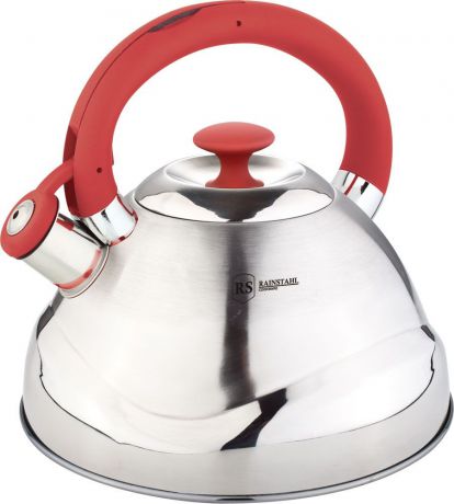 Чайник Rainstahl металлический со свистком, цвет: красный, 3,0 л. 7643-30RSWK