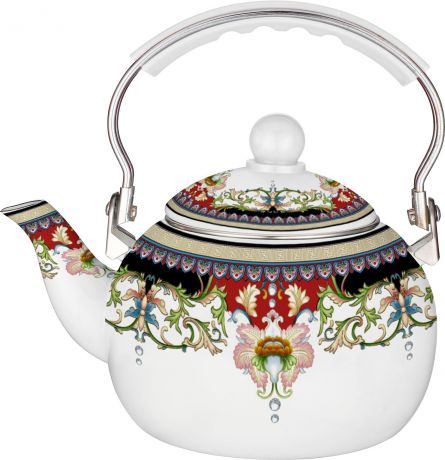 Чайник эмалированный Kelli KL-4116, цвет: белый, 2,5 л