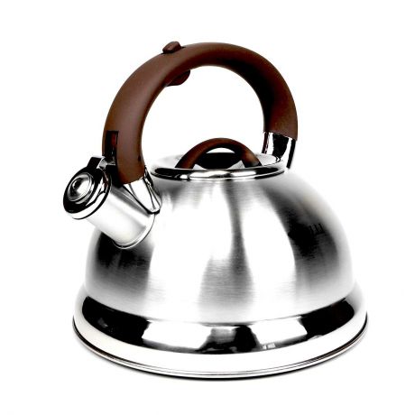 Чайник заварочный Kelli Чайник со свистком, серебристый, коричневый