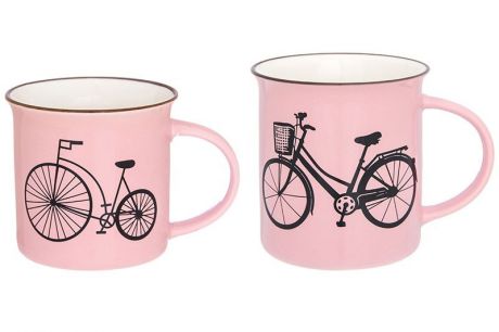 Кружка Elan Gallery Велосипед, белый, розовый