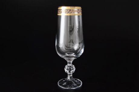 Набор фужеров для шампанского Vovlad "Клаудия Золотой лист V-D", 280 мл, 6 шт