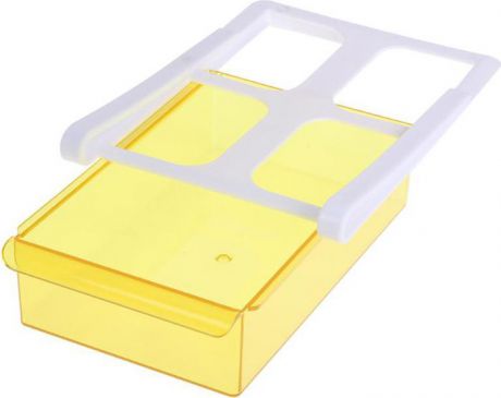 Органайзер для холодильника Homsu, на пластиковом основании, цвет: желтый, 20 х 15 х 6,8 см