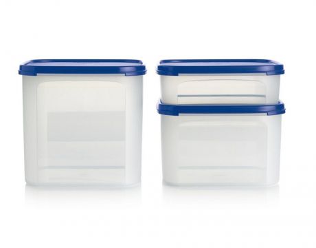 Контейнер пищевой Tupperware "Компакт", 3 шт, прозрачный, синий