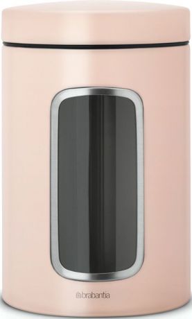 Контейнер для сыпучих продуктов "Brabantia", с окном, цвет: розовый, 1,4 л